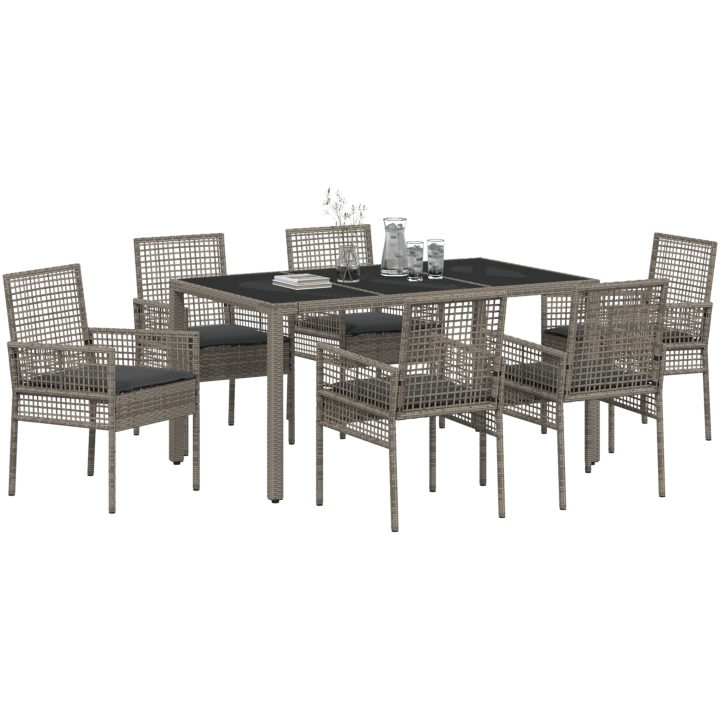 Trädgårdsmöbelset 7 pcs Grå Konstrotting vidaXL 150 x 90 x 75 cm – bild 3