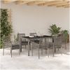 Trädgårdsmöbelset 7 pcs Grå Konstrotting vidaXL 150 x 90 x 75 cm – miniatyr 4