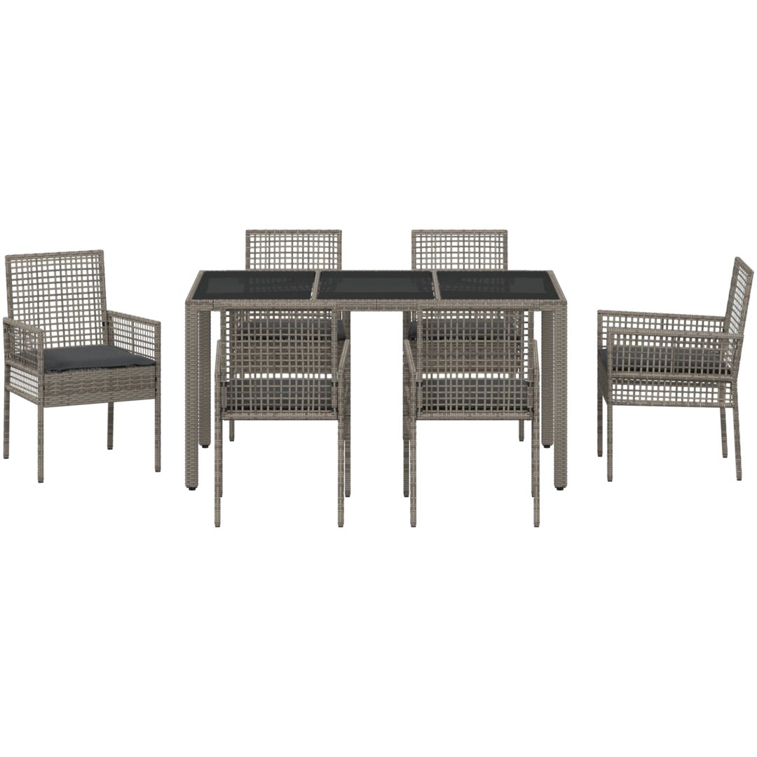 Trädgårdsmöbelset 7 pcs Grå Konstrotting vidaXL 150 x 90 x 75 cm – bild 7