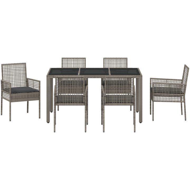 Trädgårdsmöbelset 7 pcs Grå Konstrotting vidaXL 150 x 90 x 75 cm – bild 7