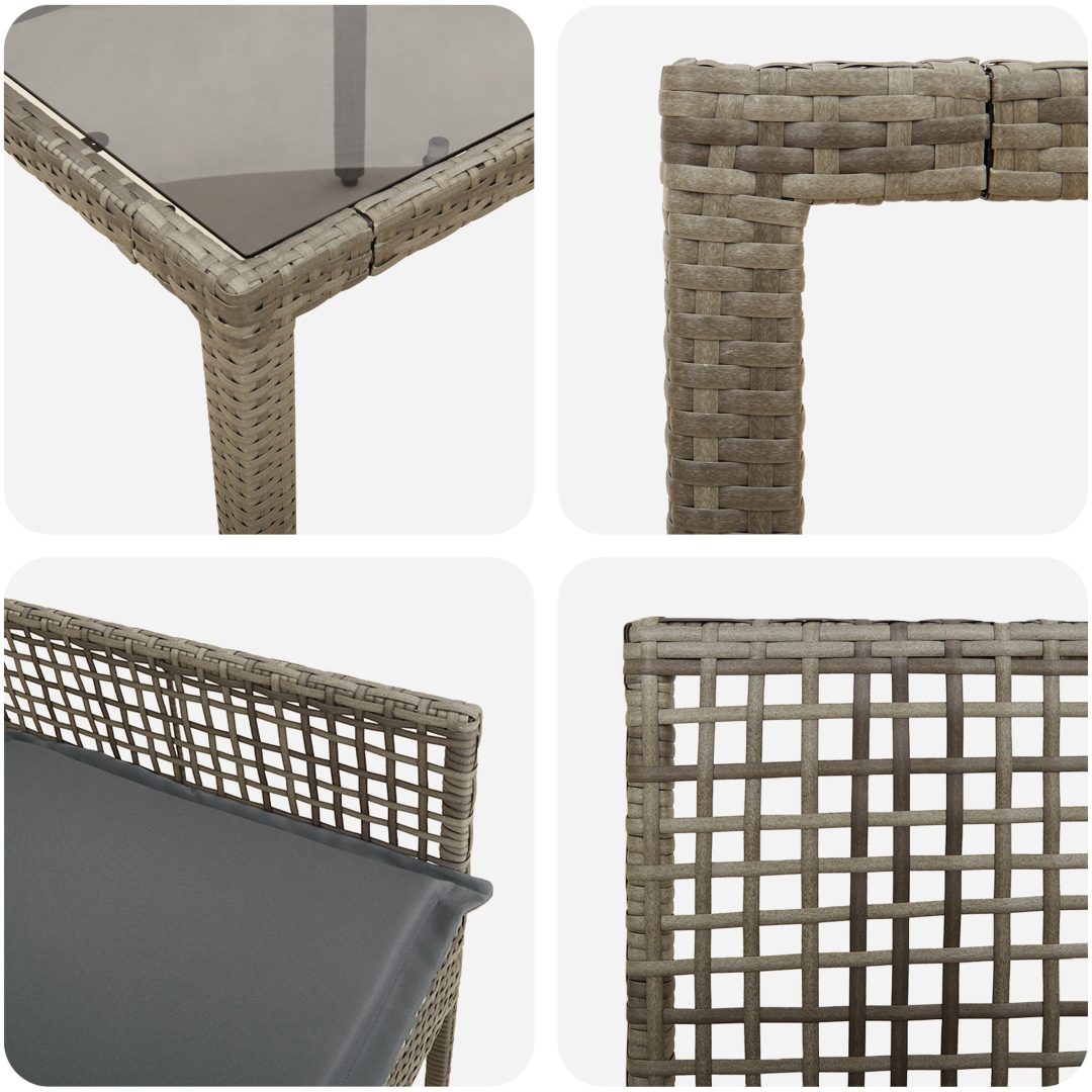 Trädgårdsmöbelset 7 pcs Grå Konstrotting vidaXL 150 x 90 x 75 cm – bild 9