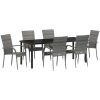 Trädgårdsmöbelset 7 pcs Grå Standard PE Rattan vidaXL 200 x 80 x 73 cm – miniatyr 2