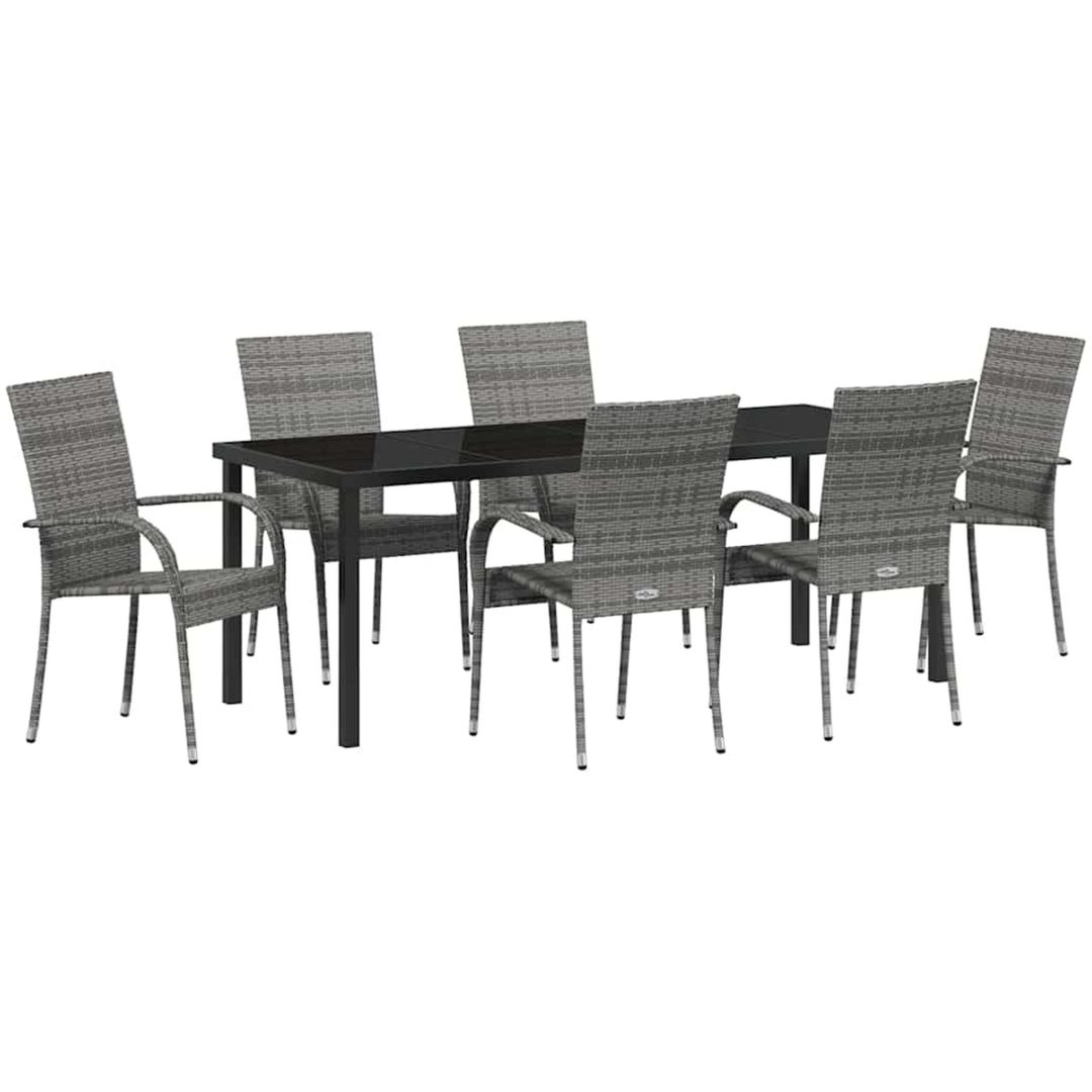 Trädgårdsmöbelset 7 pcs Grå Standard PE Rattan vidaXL 200 x 80 x 73 cm – bild 2