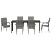 Trädgårdsmöbelset 7 pcs Grå Standard PE Rattan vidaXL 200 x 80 x 73 cm – miniatyr 6
