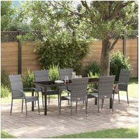 Trädgårdsmöbelset 7 pcs Grå Standard PE Rattan vidaXL