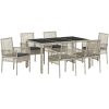 Trädgårdsmöbelset 7 pcs Ljusgrå Konstrotting vidaXL 150 x 90 x 75 cm – miniatyr 2
