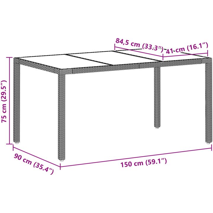 Trädgårdsmöbelset 7 pcs Ljusgrå Konstrotting vidaXL 150 x 90 x 75 cm – bild 11