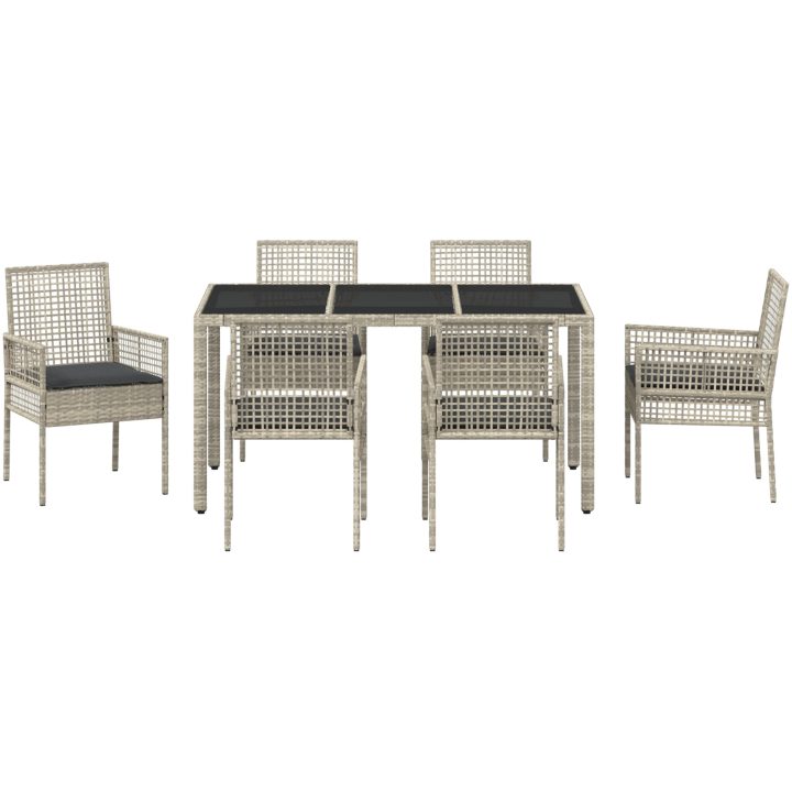 Trädgårdsmöbelset 7 pcs Ljusgrå Konstrotting vidaXL 150 x 90 x 75 cm – bild 7