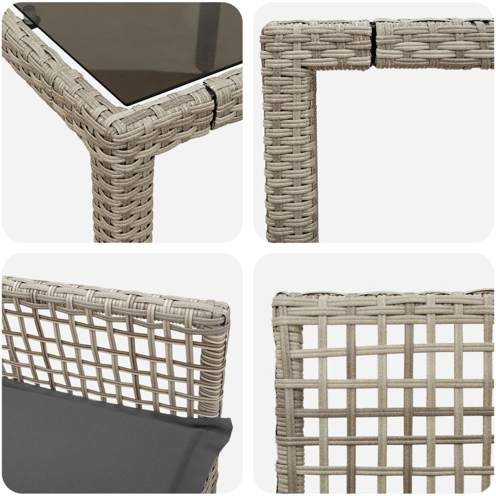 Trädgårdsmöbelset 7 pcs Ljusgrå Konstrotting vidaXL 150 x 90 x 75 cm – bild 9