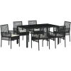 Trädgårdsmöbelset 7 pcs Svart Konstrotting vidaXL 150 x 90 x 75 cm – miniatyr 2