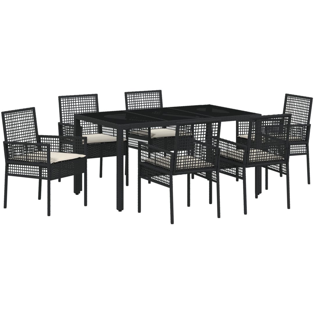 Trädgårdsmöbelset 7 pcs Svart Konstrotting vidaXL 150 x 90 x 75 cm – bild 2