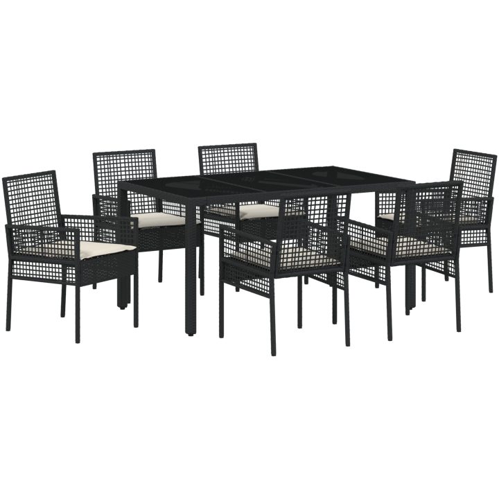 Trädgårdsmöbelset 7 pcs Svart Konstrotting vidaXL 150 x 90 x 75 cm – bild 2