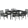 Trädgårdsmöbelset 7 pcs Svart Konstrotting vidaXL 150 x 90 x 75 cm – miniatyr 3
