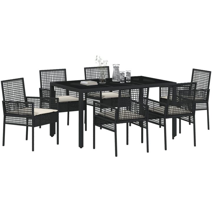 Trädgårdsmöbelset 7 pcs Svart Konstrotting vidaXL 150 x 90 x 75 cm – bild 3