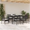 Trädgårdsmöbelset 7 pcs Svart Konstrotting vidaXL 150 x 90 x 75 cm – miniatyr 4