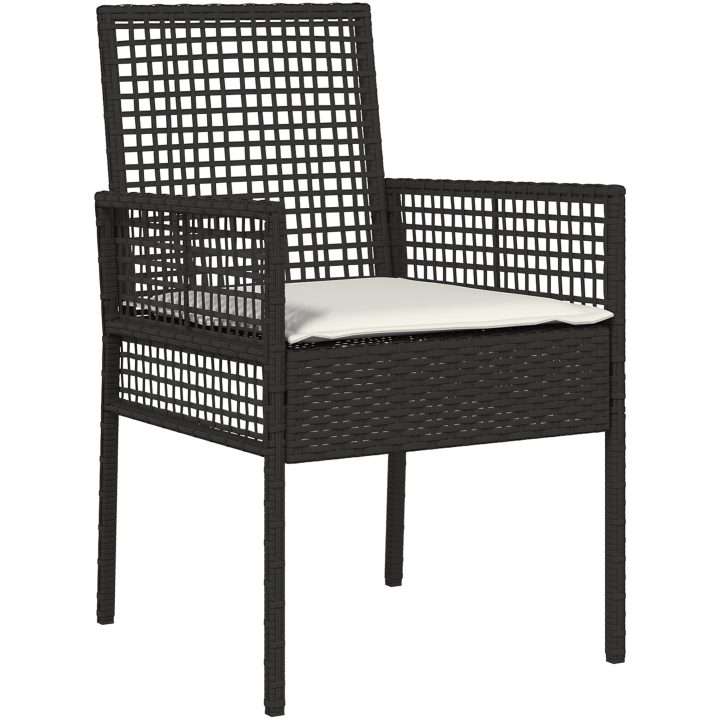 Trädgårdsmöbelset 7 pcs Svart Konstrotting vidaXL 150 x 90 x 75 cm – bild 6