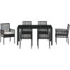 Trädgårdsmöbelset 7 pcs Svart Konstrotting vidaXL 150 x 90 x 75 cm – miniatyr 7