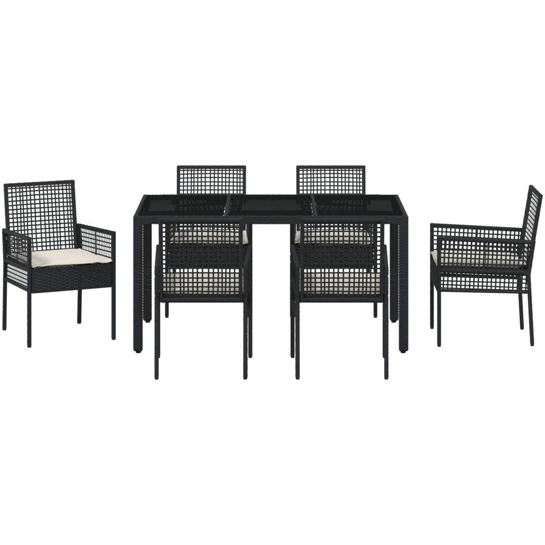 Trädgårdsmöbelset 7 pcs Svart Konstrotting vidaXL 150 x 90 x 75 cm – bild 7