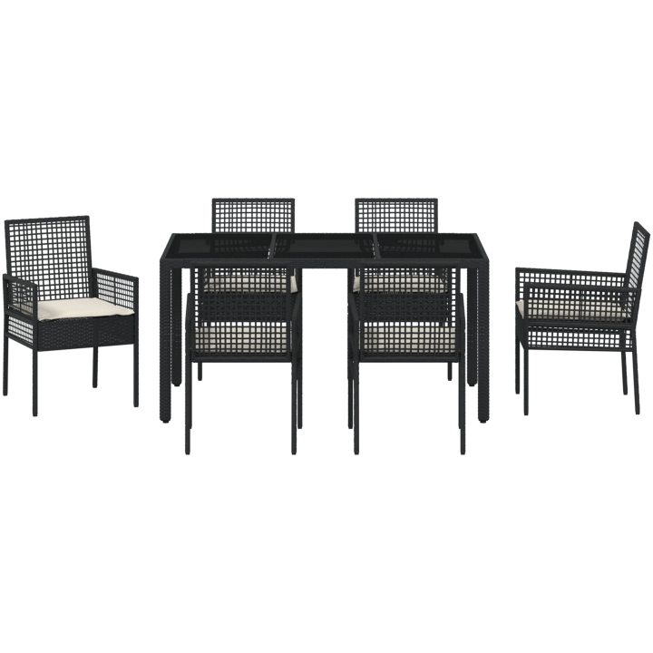 Trädgårdsmöbelset 7 pcs Svart Konstrotting vidaXL 150 x 90 x 75 cm – bild 7