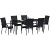 Trädgårdsmöbelset 7 pcs Svart PE Rattan vidaXL 200 x 80 x 73 cm – miniatyr 3