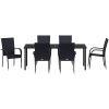 Trädgårdsmöbelset 7 pcs Svart PE Rattan vidaXL 200 x 80 x 73 cm – miniatyr 7