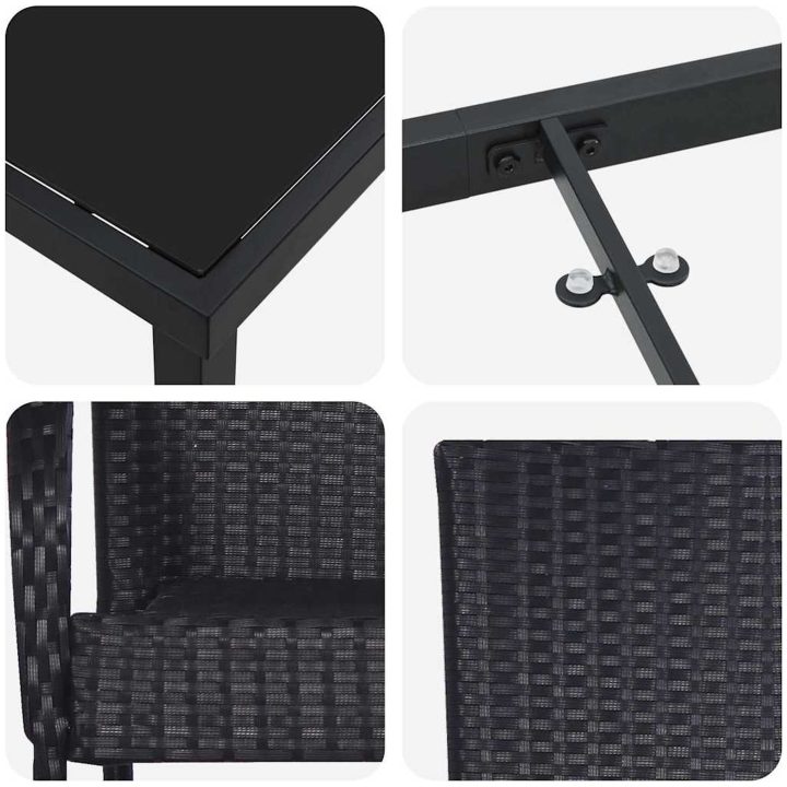 Trädgårdsmöbelset 7 pcs Svart PE Rattan vidaXL 200 x 80 x 73 cm – bild 8