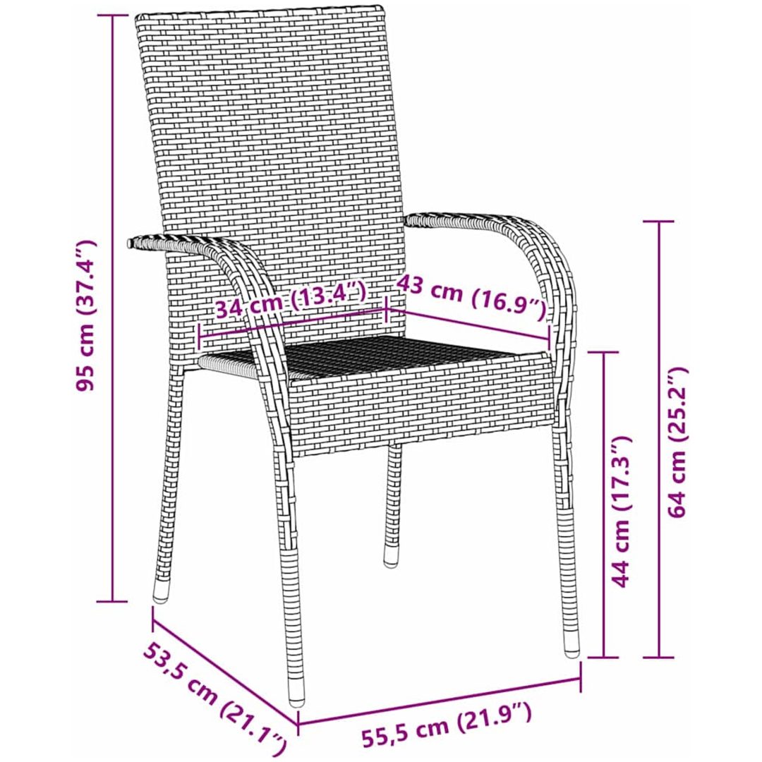 Trädgårdsmöbelset 7 pcs Svart PE Rattan vidaXL 200 x 80 x 73 cm – bild 9