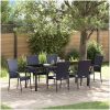 Trädgårdsmöbelset 7 pcs Svart PE Rattan vidaXL 200 x 80 x 73 cm – miniatyr 1