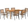 Trädgårdsmöbelset 7 pcs Svart vidaXL 150 x 90 x 74 cm – miniatyr 2