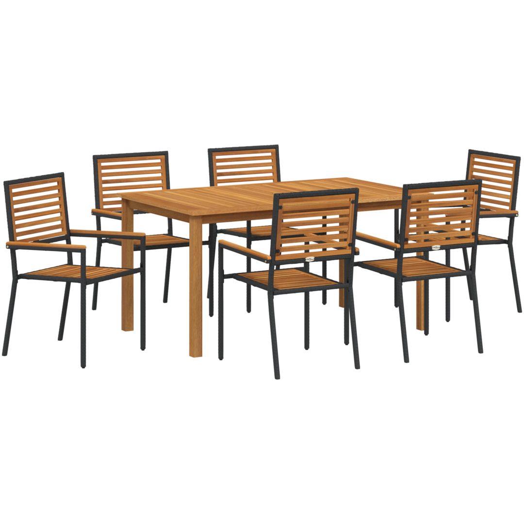 Trädgårdsmöbelset 7 pcs Svart vidaXL 150 x 90 x 74 cm – bild 2