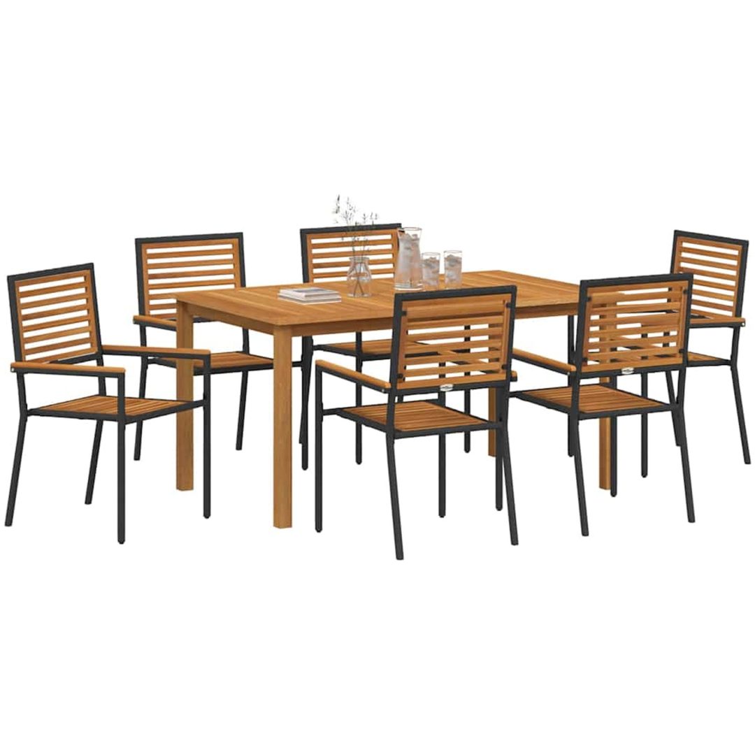 Trädgårdsmöbelset 7 pcs Svart vidaXL 150 x 90 x 74 cm – bild 3