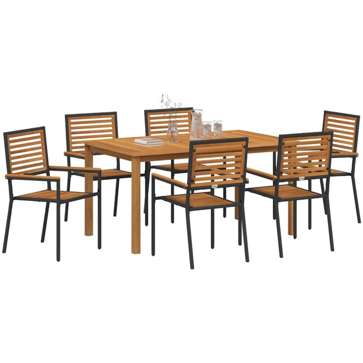 Trädgårdsmöbelset 7 pcs Svart vidaXL 150 x 90 x 74 cm – bild 3