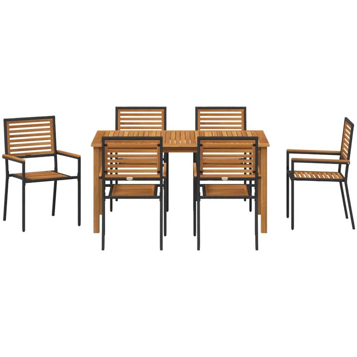 Trädgårdsmöbelset 7 pcs Svart vidaXL 150 x 90 x 74 cm – bild 7