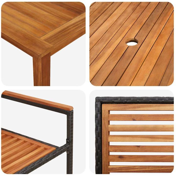 Trädgårdsmöbelset 7 pcs Svart vidaXL 150 x 90 x 74 cm – bild 9