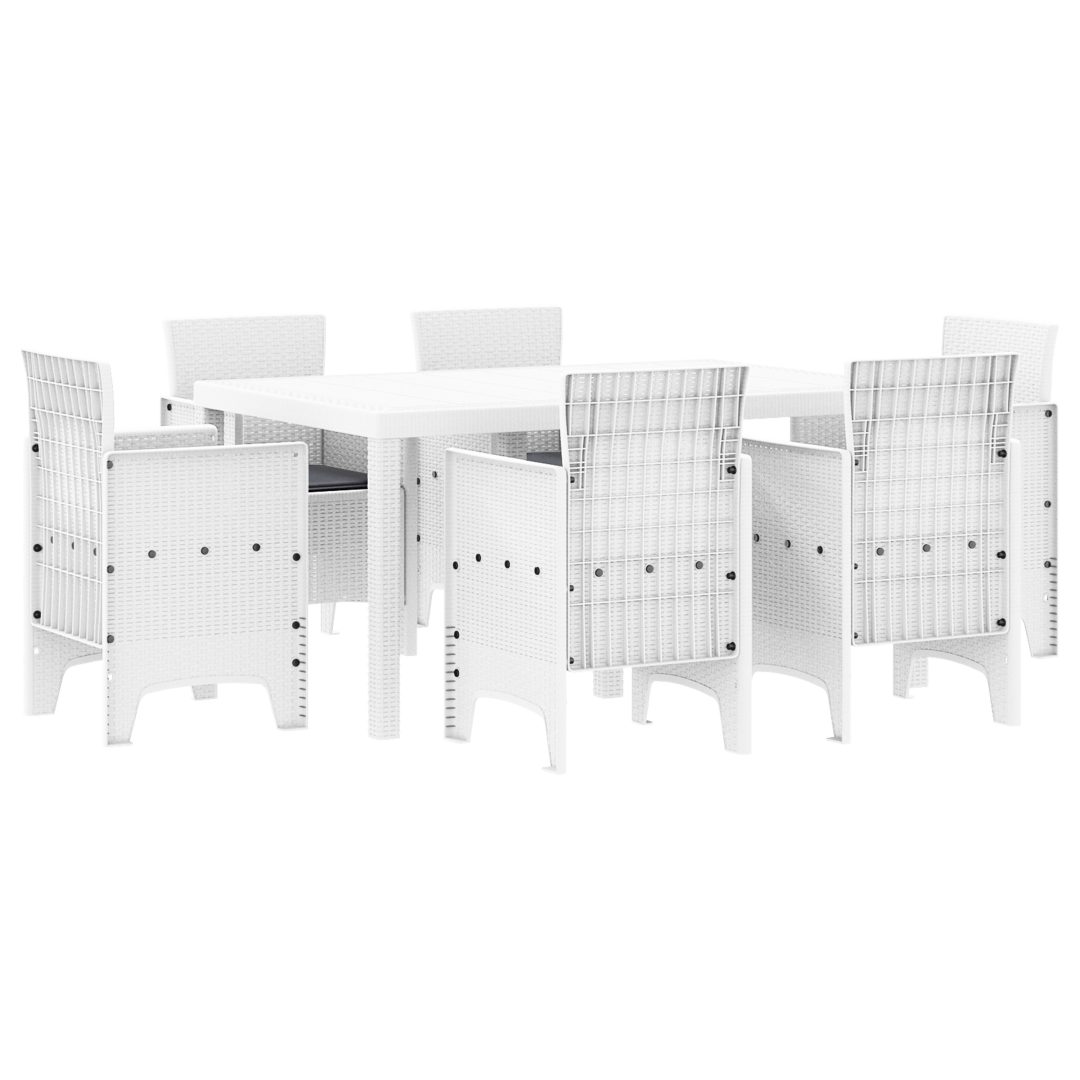 Trädgårdsmöbelset 7 pcs Vit Konstrotting vidaXL 150 x 100 x 73 cm – bild 2