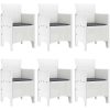 Trädgårdsmöbelset 7 pcs Vit Konstrotting vidaXL 150 x 100 x 73 cm – miniatyr 4