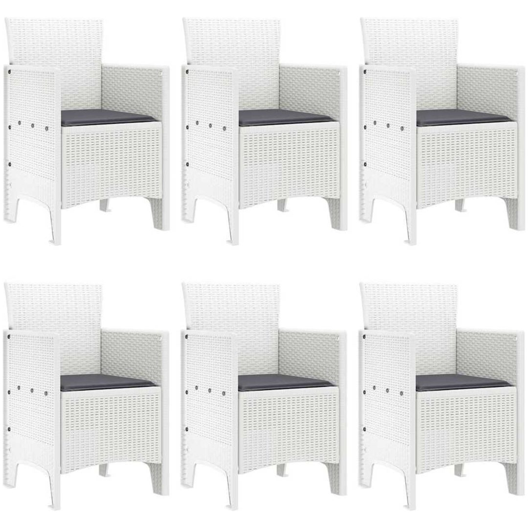 Trädgårdsmöbelset 7 pcs Vit Konstrotting vidaXL 150 x 100 x 73 cm – bild 4