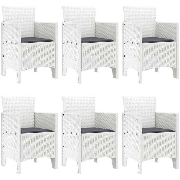 Trädgårdsmöbelset 7 pcs Vit Konstrotting vidaXL 150 x 100 x 73 cm – bild 4