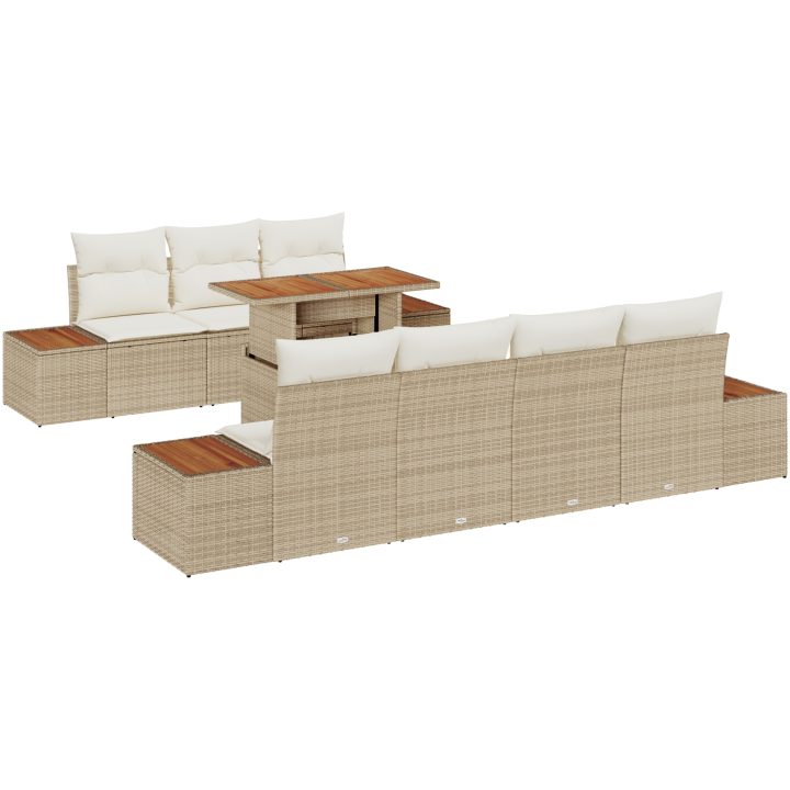 Trädgårdsmöbelset 8 pcs Beige PE rotting vidaXL 100 x 55 x 73 cm – bild 2