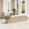 Trädgårdsmöbelset 8 pcs Beige PE rotting vidaXL 100 x 55 x 73 cm – miniatyr 1