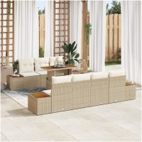 Trädgårdsmöbelset 8 pcs Beige PE rotting vidaXL
