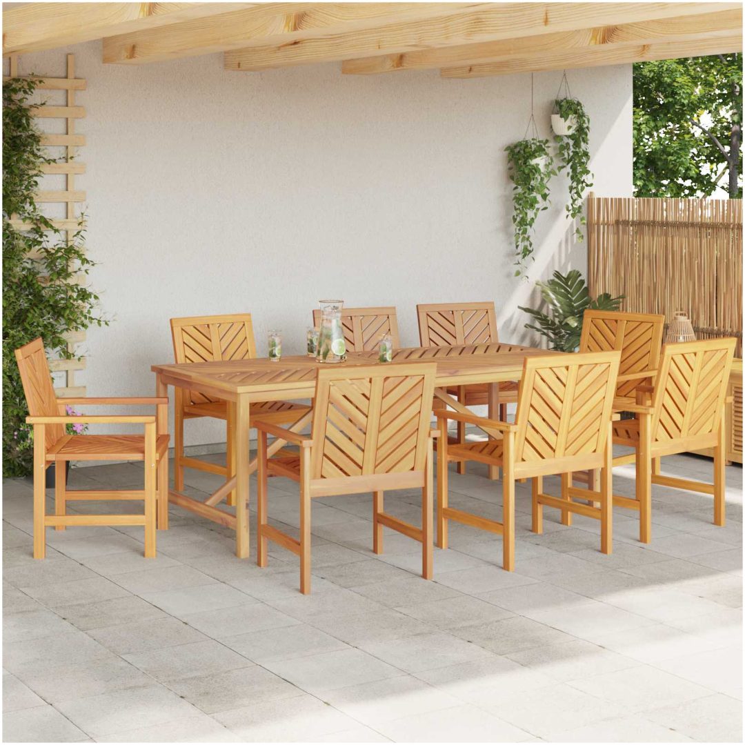 Trädgårdsmöbelset 8 pcs Brun Solid akaciaträ vidaXL Standard – bild 3