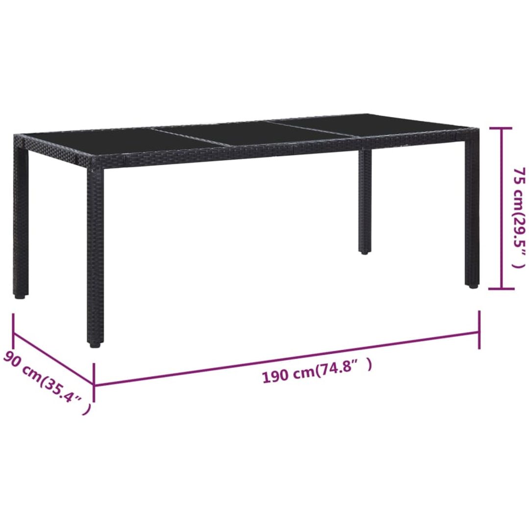 Trädgårdsmöbelset 9 delar konstrotting svart vidaXL 190 cm bordslängd – bild 11