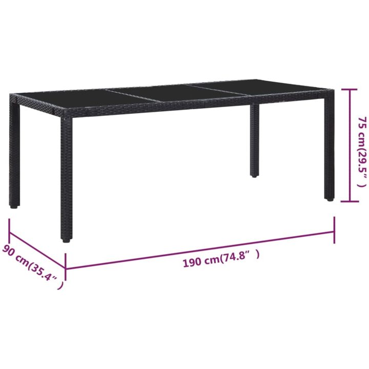 Trädgårdsmöbelset 9 delar konstrotting svart vidaXL 190 cm bordslängd – bild 11