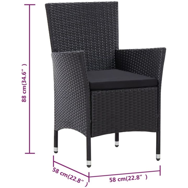 Trädgårdsmöbelset 9 delar konstrotting svart vidaXL 190 cm bordslängd – bild 12