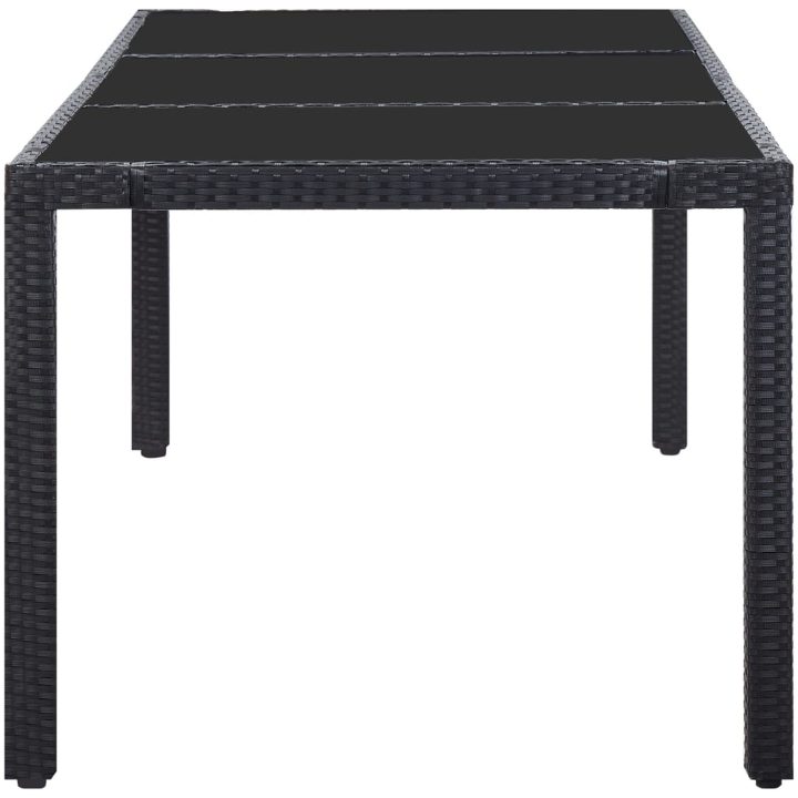Trädgårdsmöbelset 9 delar konstrotting svart vidaXL 190 cm bordslängd – bild 4
