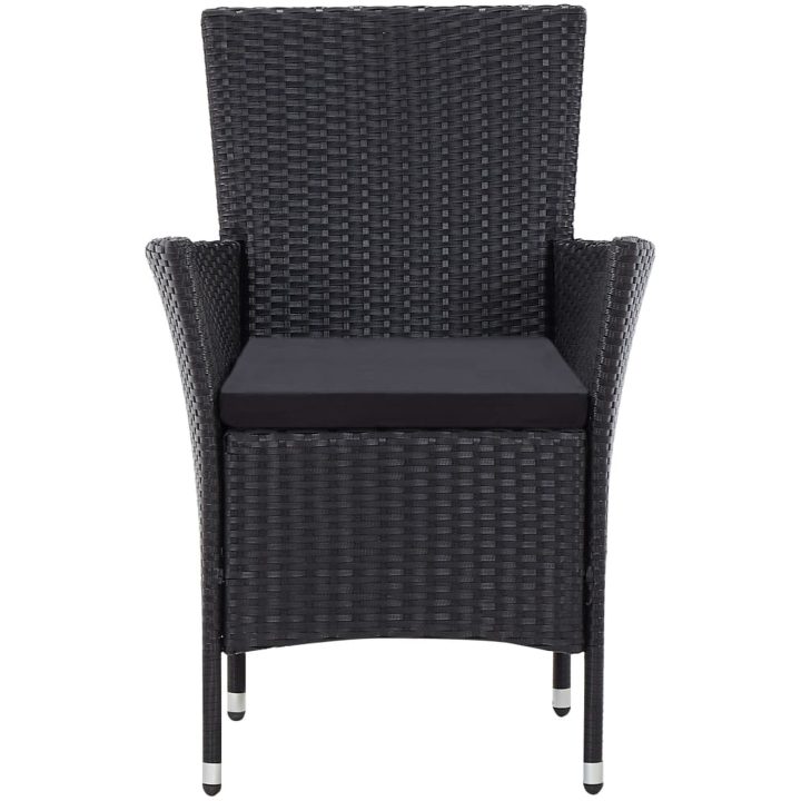 Trädgårdsmöbelset 9 delar konstrotting svart vidaXL 190 cm bordslängd – bild 6