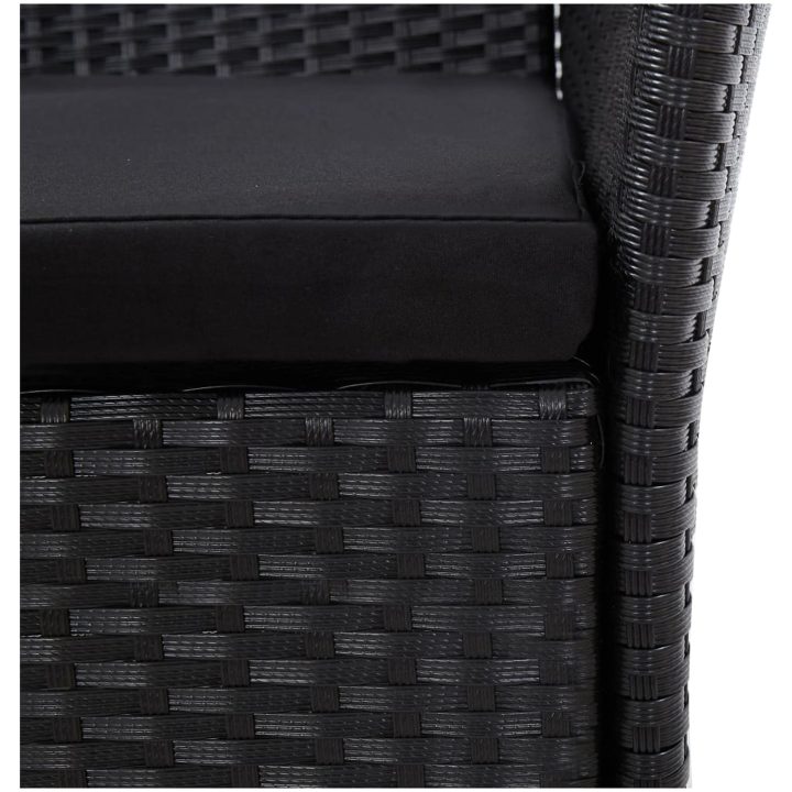 Trädgårdsmöbelset 9 delar konstrotting svart vidaXL 190 cm bordslängd – bild 9