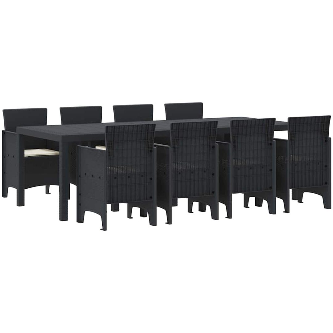 Trädgårdsmöbelset 9 pcs Antracit PE Rattan vidaXL 250 x 100 x 73 cm – bild 2