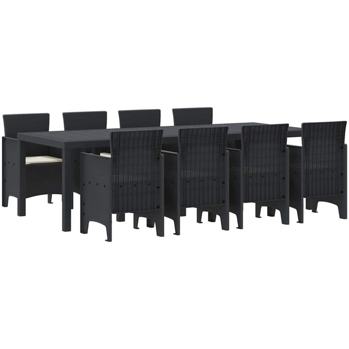 Trädgårdsmöbelset 9 pcs Antracit PE Rattan vidaXL 250 x 100 x 73 cm – bild 2